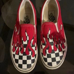 Red drip checkered vans size 7 women’s